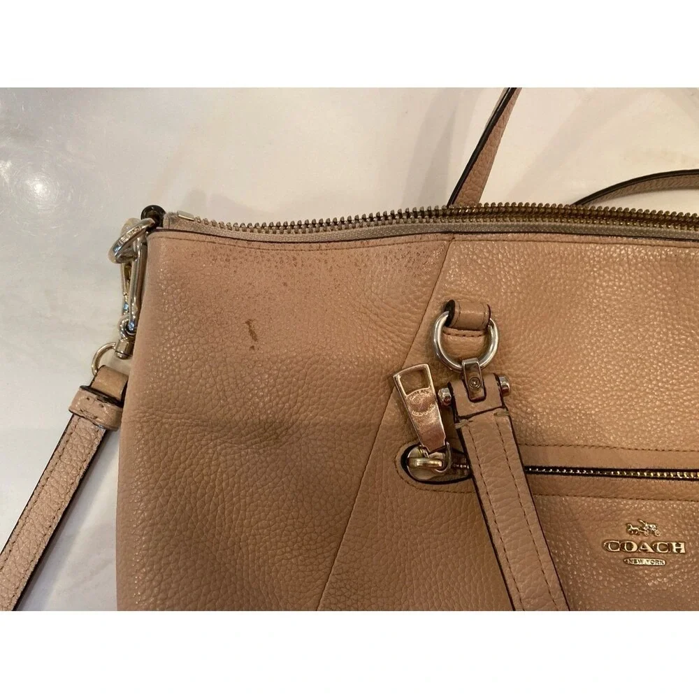 Coach Prairie Satchel Crossbody Nude‎ Pink Cream Leather Tote Shoulder Bag